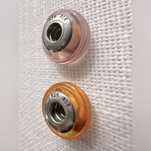 Authentic Pandora Pink & Orange Glass Charms
